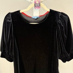 Draper James Black Velvet Puff Sleeve Top